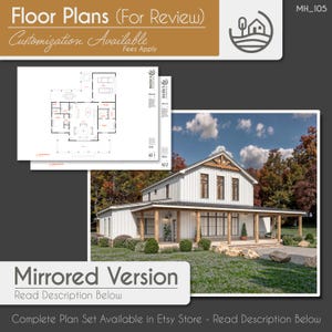 4 Bedroom Barndominium Modern Farmhouse Floor Plans | Digital Download | 3500 SF | Customizable Home Design (MIRRORED LAYOUT)