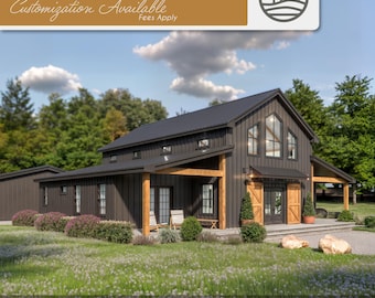 2420 SF Barndominium Full House Plans | 3 Bedroom 2 Bath Modern Farmhouse (Digital Download)