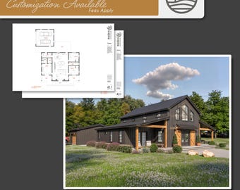 2420 SF Barndominium Review Floor Plans | 3 Bedroom 2 Bath Modern Farmhouse (Digital Download)