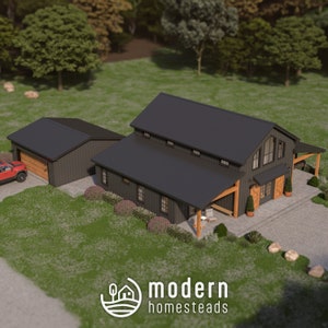 3 Bedroom Barndominium Modern Farmhouse Set of Plans Digital Download 1960 SF Customizable Home Design for Personal & Airbnb Use image 5