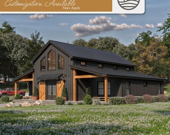 3 Bedroom Barndominium Modern Farmhouse Set of Plans | Digital Download | 1960 SF | Customizable Home Design for Personal & Airbnb Use