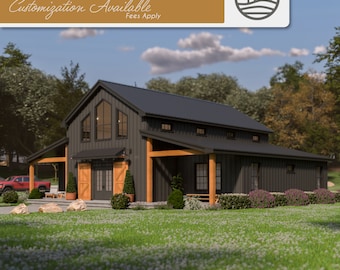 3 Bedroom Barndominium Modern Farmhouse Set of Plans | Digital Download | 1960 SF | Customizable Home Design for Personal & Airbnb Use