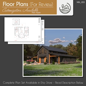 3 Bedroom Barndominium Modern Farmhouse Floor Plans | Digital Download | 1960 SF | Customizable Home Design for Personal & Airbnb Use