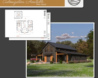 3 Bedroom Barndominium Modern Farmhouse Floor Plans | Digital Download | 1960 SF | Customizable Home Design for Personal & Airbnb Use