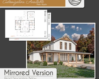 Planimetrie di una casa colonica da 3500 piedi quadrati / Casa colonica moderna con 4 camere da letto e 3 bagni (download digitale)