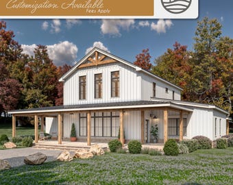 4 Bedroom Barndominium Modern Farmhouse Set of Plans | Digital Download | 3500 SF | Customizable Home Design for Personal & Airbnb Use