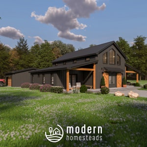 3 Bedroom Barndominium Modern Farmhouse Set of Plans Digital Download 1960 SF Customizable Home Design for Personal & Airbnb Use image 4