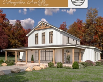 4 Bedroom Barndominium Modern Farmhouse Set of Plans | Digital Download | 3500 SF | Customizable Home Design for Personal & Airbnb Use