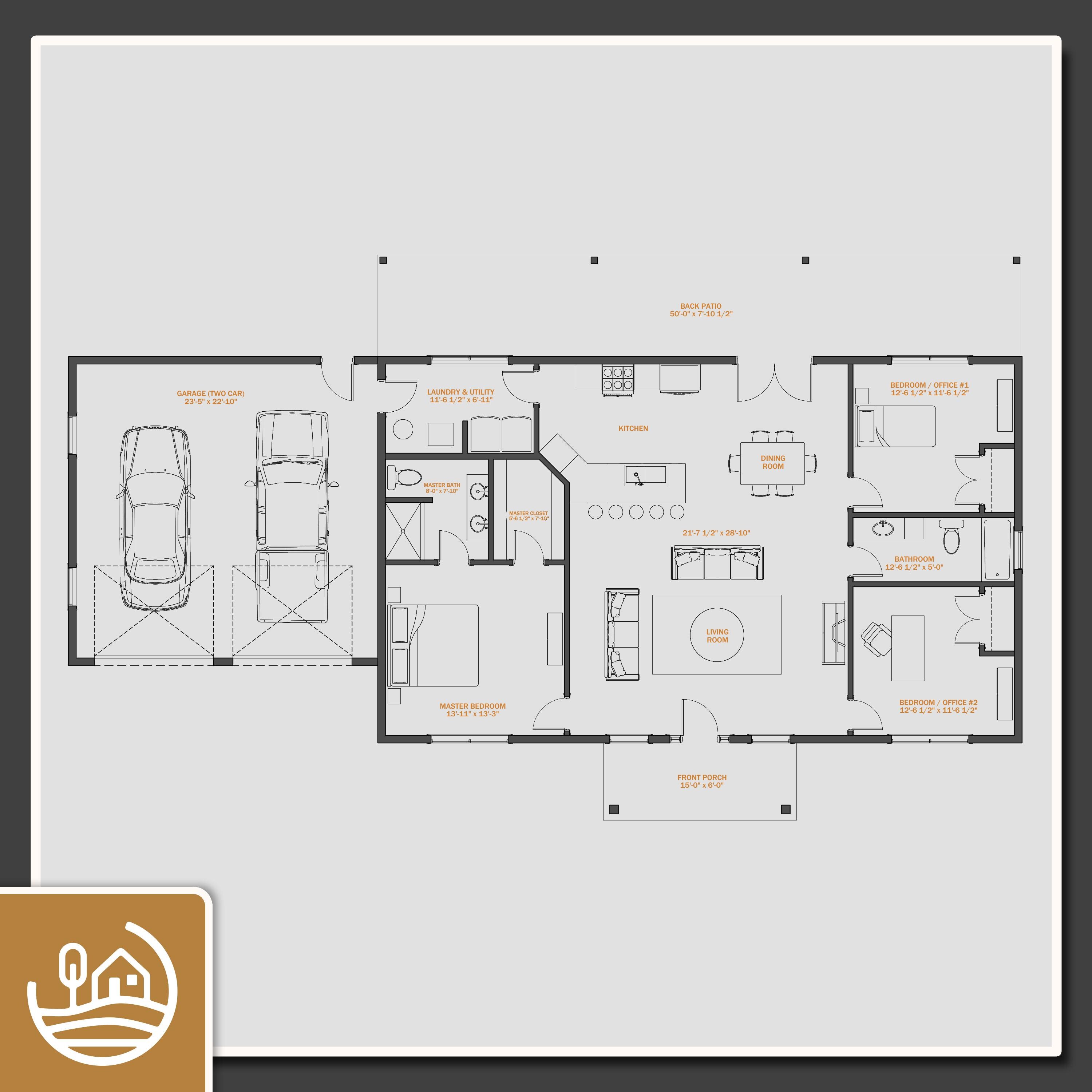 1500 SF Barndominium Full House Plans | 3 Bedroom 2 Bath Modern ...