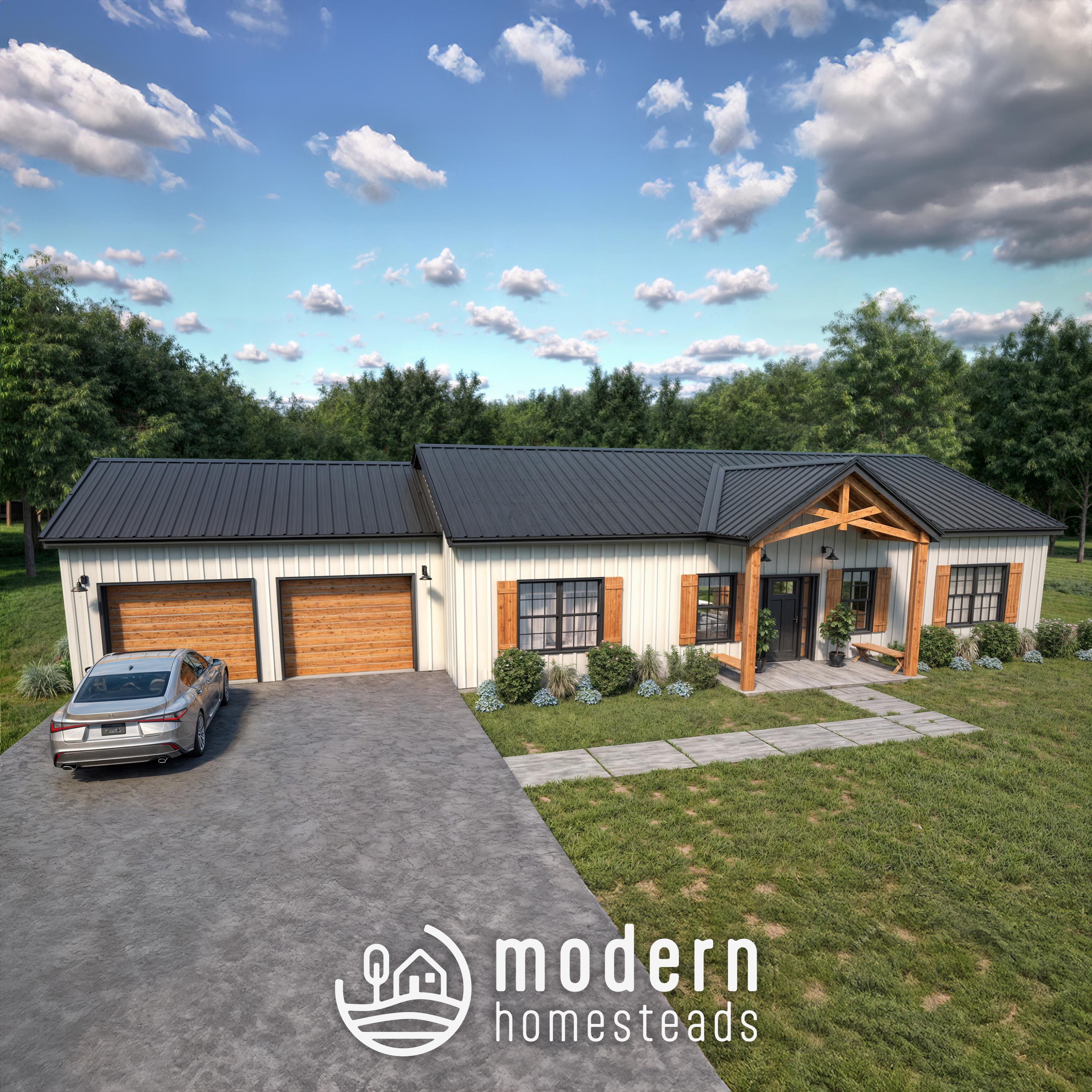 1500 SF Barndominium Full House Plans | 3 Bedroom 2 Bath Modern ...