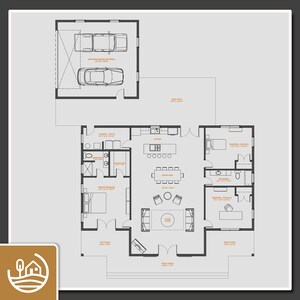 3 Bedroom Barndominium Modern Farmhouse Set of Plans Digital Download 1960 SF Customizable Home Design for Personal & Airbnb Use image 6