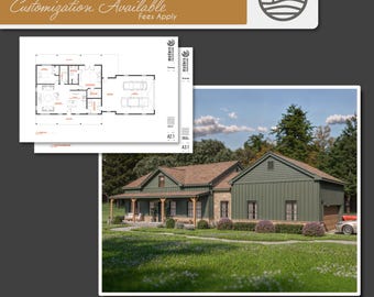 1200 SF Barndominium Review Floor Plans | 2 Bedroom 2 Bath Modern Farmhouse (Digital Download)