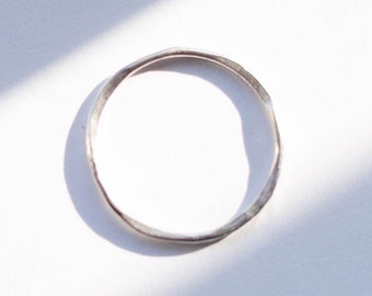 Round Hammered Sterling Silver Ring