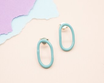 Small Oval Teal Earrings