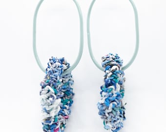 Blue Plastic Bags Links Statement Earrings from Plastic Bags