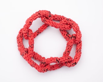 Red Links Bracelet from Plastic Bags
