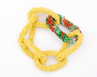 Yellow & Green Links Bracelet from Plastic Bags