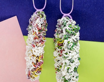 Mauve Multicoloured Statement Earrings from Plastic Bags