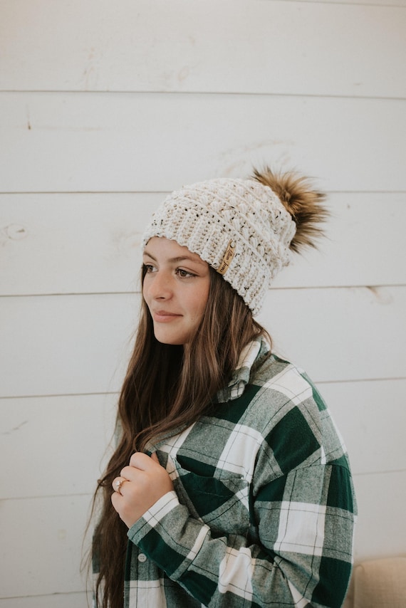 Pom Brown Wool Hat Womens Women's Double Pom Pom Winter Hat