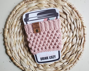 Cup cozy, coffee cup cozy,iced coffee cozy,crochet cup cozy,pink,rosy pink,crochet