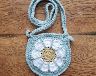 Toddler girl purse,blue daisy purse,daisy purse,crochet purse,handmade girl purse,flower purse,boho purse,boho flower purse,light teal blue