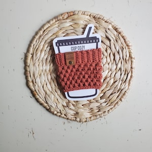 Cup cozy, coffee cup cozy,iced coffee cozy,crochet cup cozy,bruschetta,burnt orange