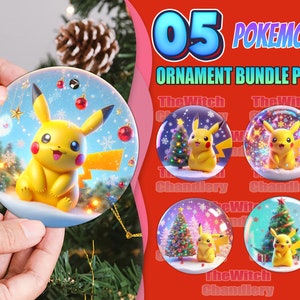 Pikachu Evolution Pokemon Custom Name 2023 Holiday Gifts Christmas  Decorations Ornament - Mugteeco