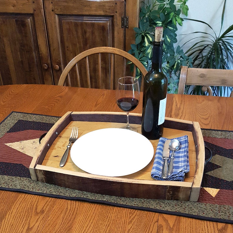 Wine Barrel Serving Tray Barrel Top Serving Tray Wine Barrel Etsy