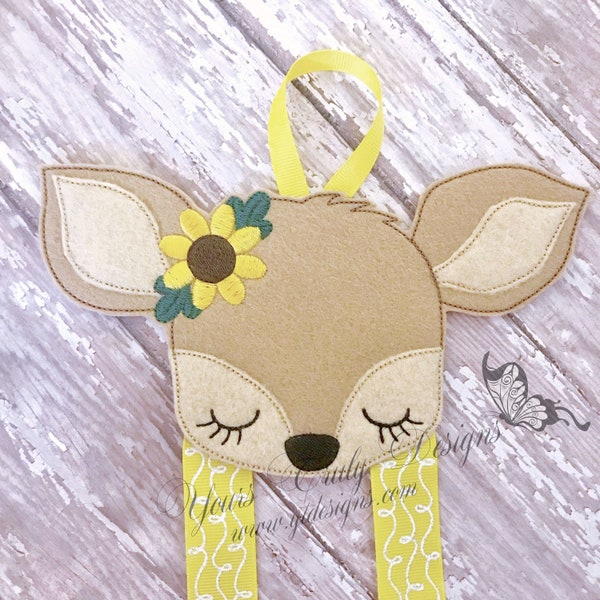 Gentle Deer head Bow Holder | Gentle Deer head Clippie Keeper Embroidery File