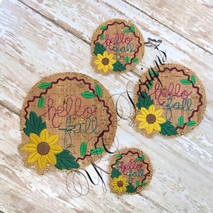Hello Fall Feltie Fall Digital Embroidery File