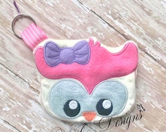 Owl Coin Purse Owl ith Bag DIGITAL EMBROIDERY FILE