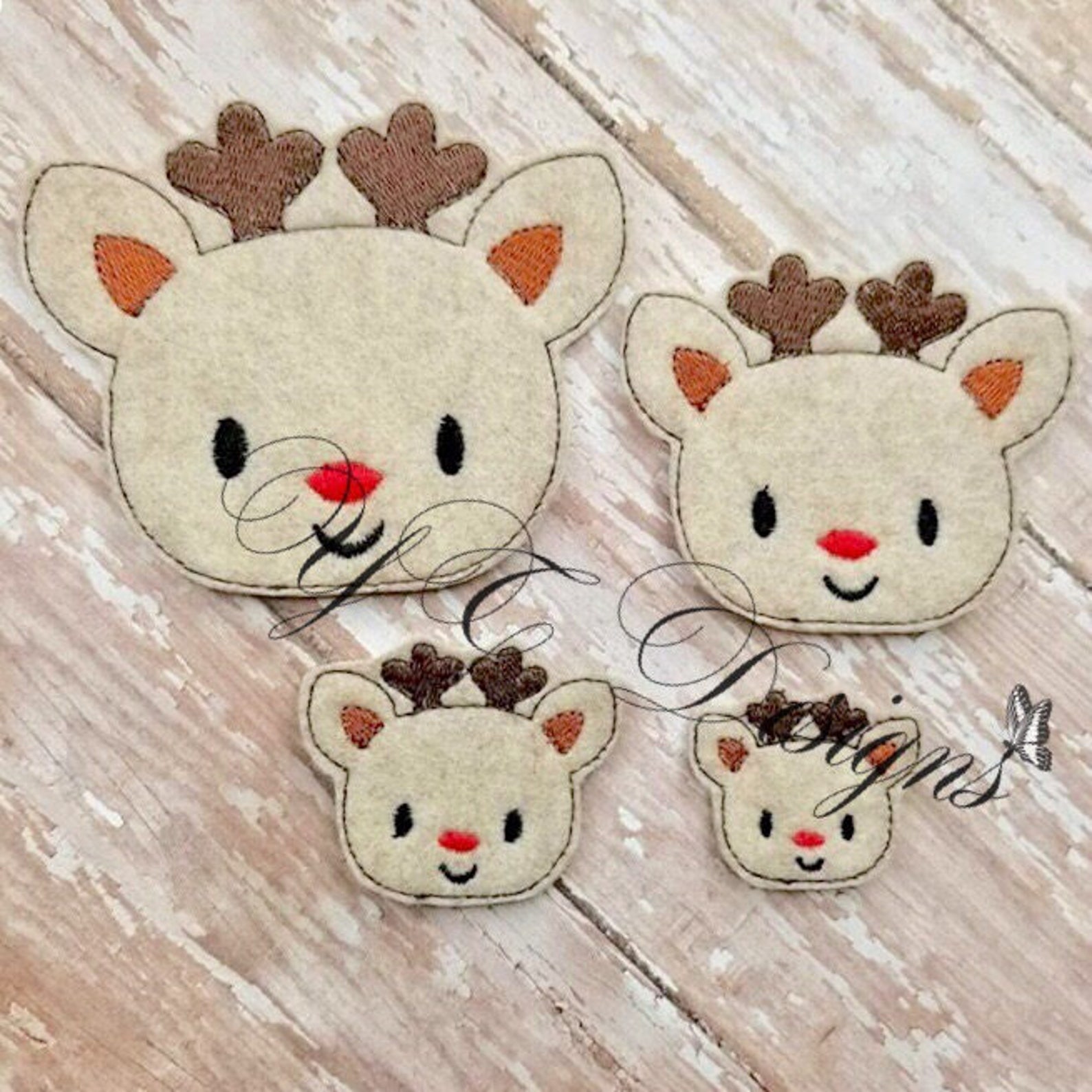 Christmas Reindeer Feltie Reindeer Head Feltie Embroidery File Etsy