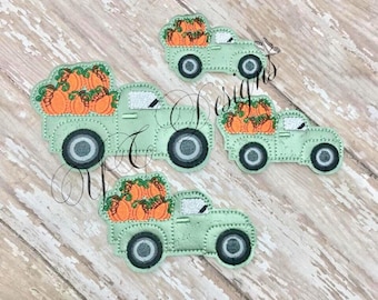 Vintage Truck Feltie Pumpkin Old Truck Feltie Embroidery File
