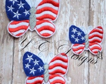Patriotic Butterfly Feltie 4th Butterfly Feltie Embroidery File