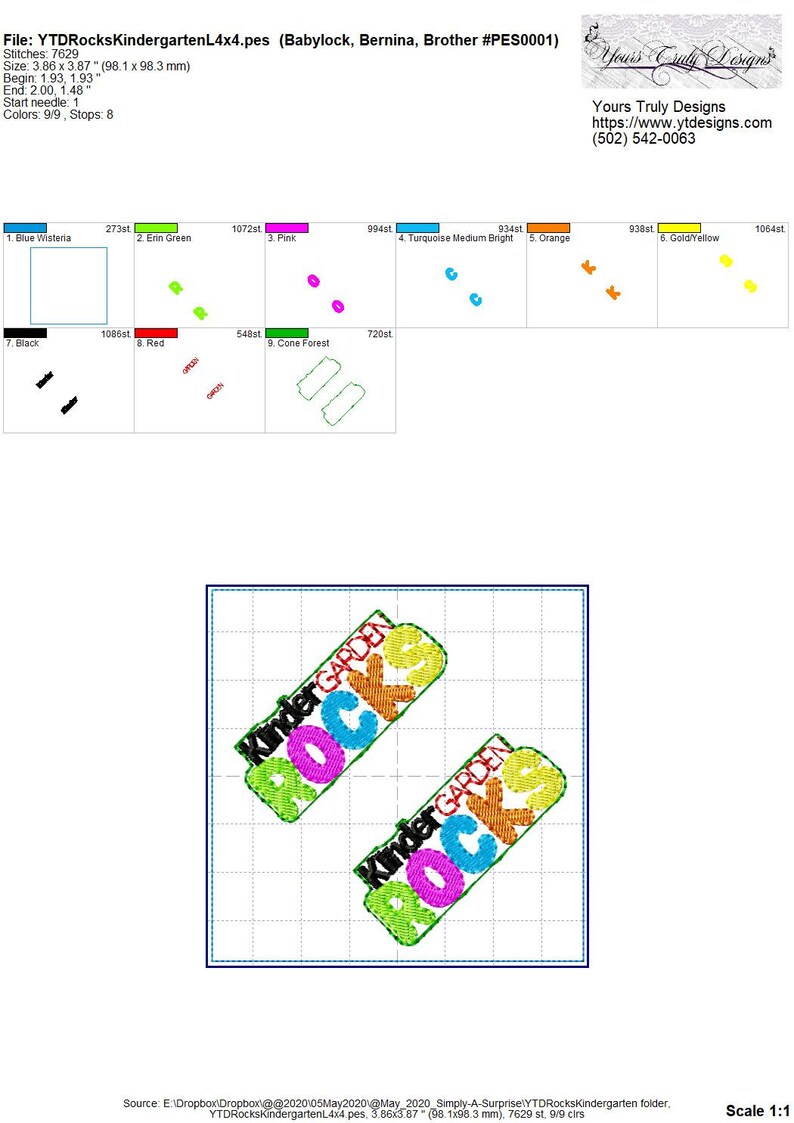 May include: A digital embroidery design for a kindergarten classroom. The design features the words "Kinder Garden Rocks" in a colorful, playful font. The design is perfect for creating personalized t-shirts, tote bags, or other classroom items.