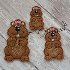 Ground Hog Feltie Groundhog girl Feltie Embroidery File