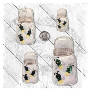 Firefly jar Feltie machine EMBROIDERY FILE in 4 sizes-April 2020 week 2