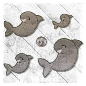 Dolfin dolphin feelin fintastic Feltie machine EMBROIDERY FILE in 4 sizes-April 2020 week 3