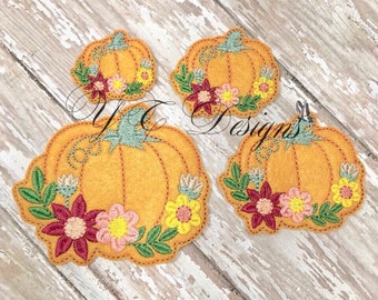 Floral Pumpkin Feltie Pumpkin Feltie Embroidery File