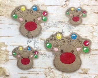 Reindeer Rudy Cutie Lights feltie machine Embroidery File
