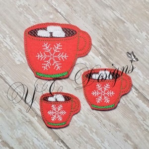Cocoa Cup Feltie Hot Chocolate with Marshmallows Feltie Embroidery File