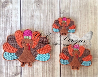 Turkey Feltie Lilliya 2 styles Turkey Feltie Embroidery File