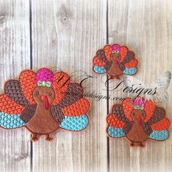 Turkey Feltie Lilliya 2 styles Turkey Feltie Embroidery File