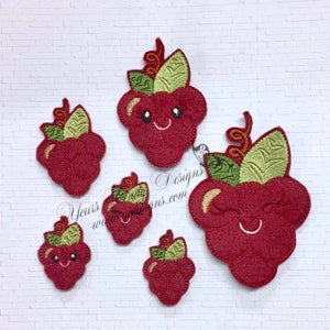 Happy Grapes Feltie Fruit Feltie Digital Embroidery File