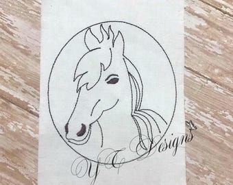 Horse Head Applique Embroidery FILE