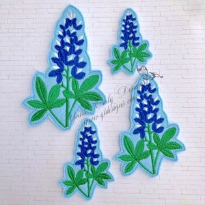 Blue Bonnet Flower Cluster Feltie Digital Embroidery File