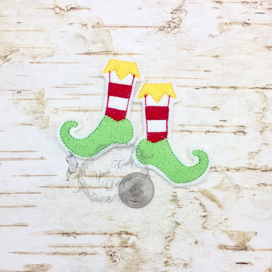 Christmas Elf Feet Fill Bow Pieces Machine Feltie Embroidery Etsy