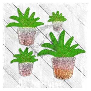 YTD Succulent Aloe feltie machine Embroidery File
