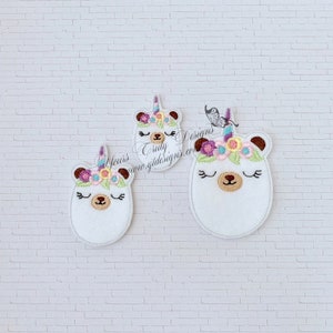 Egg Bearicorn Bear Unicorn floral flower flowers Feltie chick with a bow EMBROIDERY FILE