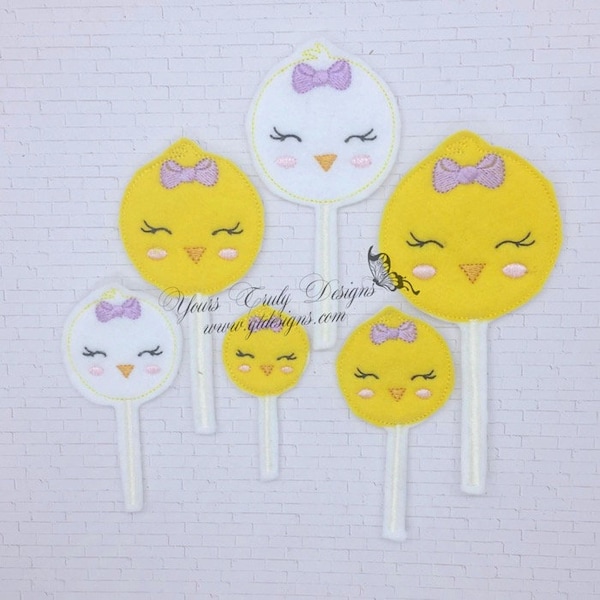 Cake on a stick Chick Feltie digital machine Embroidery File